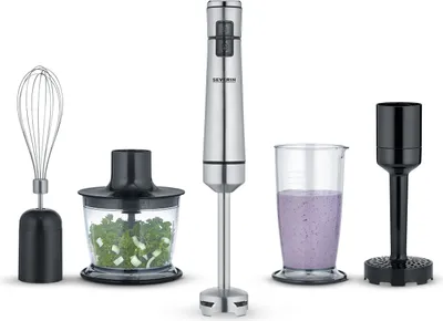 Produktbild von SEVERIN Kabelloser Stabmixer mit Premium-Set SM 3775 SM 3775 gebürstetschwarzsilber Stabmixer Rührstab Mixbecher Zerkleinerer