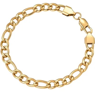 Produktbild von Herren Armband Figaro Kette 18K Gold beschichtet Panzerkette 6mm 22.86cm