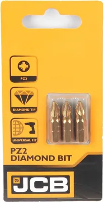 Produktbild von JCB Diamant Bits PZ2 x 25 Set mit 3 Stück Schrauberbits 1/4" diamantbeschichtet