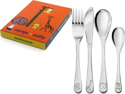 Produktbild von Zilverstad Kinderbesteck Miffy Zootiere Edelstahl 4teilig