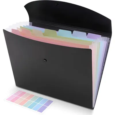 Produktbild von Erweiterbare Fächermappe A4 Schwarz 8 Fächer mit Registerkarten