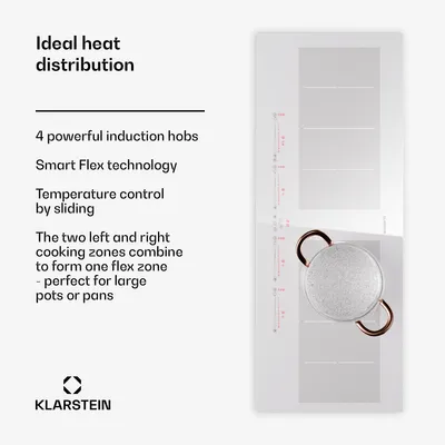 Obrázek produktu pro Klarstein indukční varná deska se 4 plotnami, 90 cm sklokeramická indukční varná deska se 4 varnými plotnami, indukční varná deska 7200 W, sporák s dotykovým ovládáním a ochranou proti přehřátí, efektivní sklokeramická varná deska