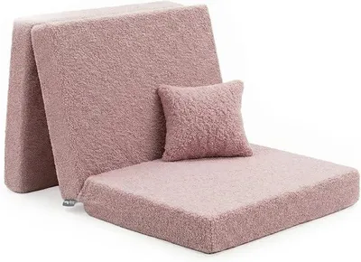 Imagen del producto de Colchón infantil con almohada, peluche de oso de felpa, colchón plegable de espuma para niños, ideal para habitaciones infantiles, color rosa. Colchones con almohada