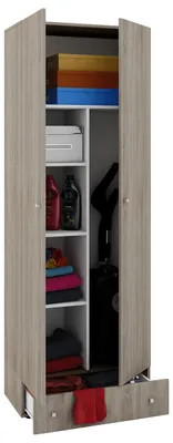 Produktbild von VCM Holz-Besenschrank | 6 Fächer | Maße: . B. 70 x H. 196 x T. 40 cm | Haushaltsschrank | Mehrzweckschrank | Extra Schublade - Vandol