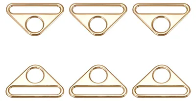 Produktbild von D-Ringe - 6 Stück Dreieck-Schnallen mit Versteller - Taschenzubehör für DIY-Handtaschen und Geldbörsen - Goldfarben 25 mm