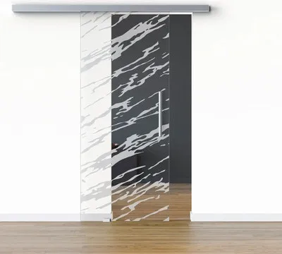 Produktbild von Pertura Glasschiebetür Komplettset Glera Vision 01 1025x2175 mm Links inkl. Beschlag Selir Aluminium Edelstahloptik,Stan