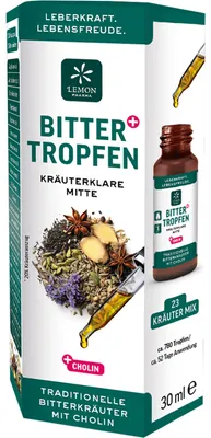 Image de Gouttes amères Lemon Pharma à la choline - 23 plantes sélectionnées pour un équilibre naturel et un bien-être intestinal, 30 ml