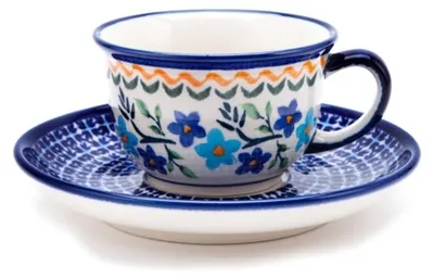 Produktbild von Original Bunzlauer Keramik 0,11 Liter Espresso Tasse mit Untertasse Ø8,5 cm im Design 1154a