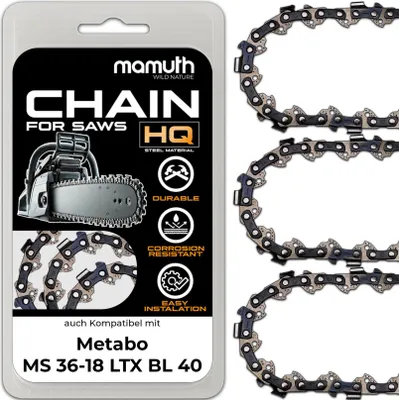 Produktbild von 3x Sägekette Kettensäge 40cm 1,1mm 3,8" 57TG für Metabo MS 36-18 LTX BL 40