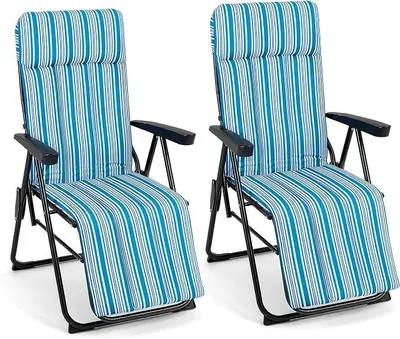 Imagen del producto de Tumbona, silla de jardín con cojín, reposabrazos, plegable, tumbona reclinable hasta 150 kg, tumbona plegable para balcón, jardín