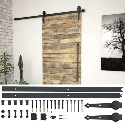 Produktbild von vidaXL Schiebetürbeschlag-Set 183 cm Stahl Schwarz