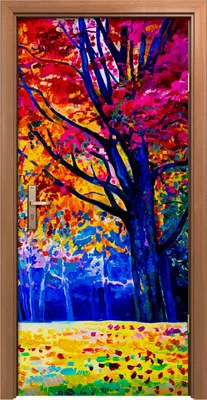Produktbild von Türposter 90x200 cm Türaufkleber Türtapete Türfolie Klebefolie Deko Landschafts Wald Herbst Wald