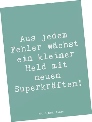 Produktbild von Mr. & Mrs. Panda Postkarte Spruch Fehler machen lernen - Meeresbrise - Geschenk, Zuversicht, Trost, Vertrauem, Ansichtskarten, Mutmacher, Hoffnung, Ansichtskarte, Liebe