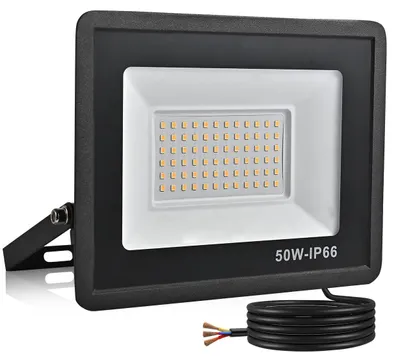 Obrázek produktu pro LED reflektor pro venkovní použití, 50 W, 5000 lm, teplá bílá barva, stupeň krytí IP66 (vodotěsný), bezpečnostní osvětlení
