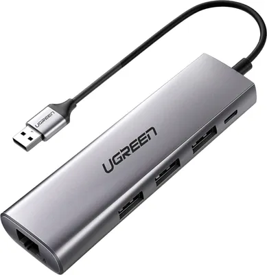 Obrázek produktu pro 5v1 HUB adaptér USB-A 3.0 - RJ45 / 3x USB-A 3.0 / micro USB - šedý