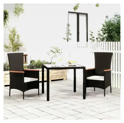 Produktbild von Gartenstühle mit Kissen 2 Stück, Gartensessel, Hochlehner, Balkonstühle, Terrassenstuhl, Balkonmöbel, Poly Rattan Schwarz