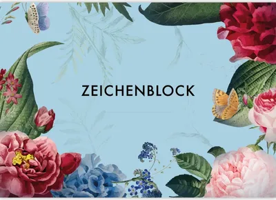 Produktbild von Romantischer Rosen DIN A3 Malblock mit Schmetterling, hellblau