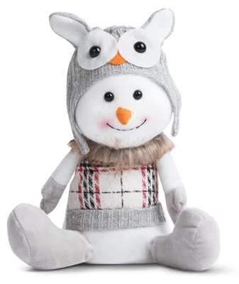 Produktbild von Weihnachts-Schneemann-Dekor mit Eulenmütze - 30 x 20 x 14 cm