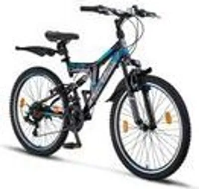 Produktbild von Chillaxx Bike Falcon Premium Mountainbike in 24 und 26 Zoll - Fahrrad für Jungen, Mädchen, Damen und Herren - Scheibenbremse- 21 Gang-Schaltung - Vollfederung