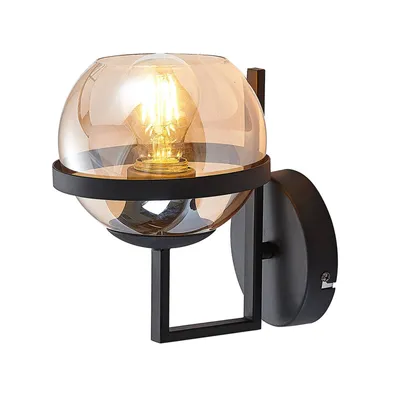 Produktbild von Lindby Wandleuchte Marinka, Höhe 20 cm, schwarz, Rauchglas