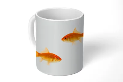 Produktbild von KitchenYeah® Tasse Kaffeetasse Kaffeebecher 350 ml Goldfisch - Fischglas - Weiß Teetasse - Fototasse - Becher - Keramikbecher - Teebecher - Kaffeetasse - Bürotasse