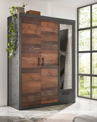 Produktbild von Kleiderschrank 3-türig 150x201 cm used-look QUEENS