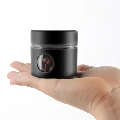 Luftdichte Vorratsdose aus Edelstahl & Glas, 1,4 oz, schwarz
