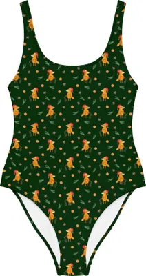 Produktbild von Mr. & Mrs. Panda Badeanzug Fuchs Weihnachten Größe L - Grün - Geschenk, Nikolaus, Winter, Weihnachtsmann, Shape-Badeanzug, Heiligabend, Bademode, Schwimmanzug, Swimsuit