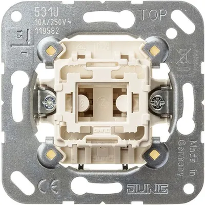 Produktbild von JUNG 531 U - Drucktasten-Schalter - 1P - Metallisch - Weiß - 250 V - 10 A