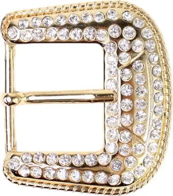 Produktbild von FRONHOFER Gürtelschnalle vollbesetzt mit Strasssteinen, gold für Damen 4 cm