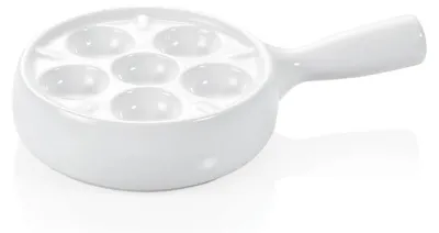 Produktbild von 12x Schneckenpfanne für 6 Schnecken mit Stielgriff Ø 12 cm weiß, Porzellan