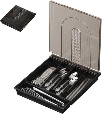 Image de Boîte à couverts avec couvercle, 6 compartiments, en plastique, pour la cuisine