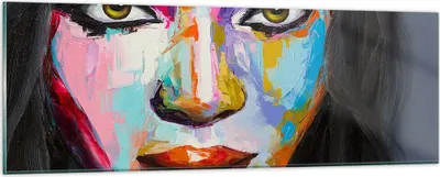 Produktbild von Bilder auf glas - Mädchen Gesicht - 90x30cm - Glasbilder - Wandbilder - Kunstdruck - zum Aufhängen bereit - Wanddekoration aus Glas - Glas Bilder - Wandbild auf Glas - Einteilig - GAB90x30-3447