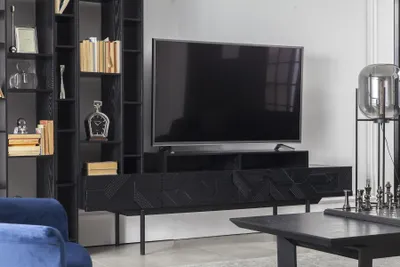Image de Meuble-paroi noir avec rangement ouvert pour salon Meubles-paroi