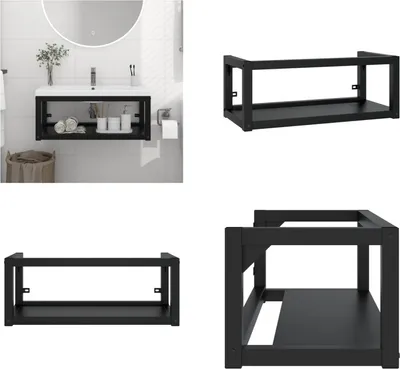 Zdjęcie produktu dla vidaXL Ścienna rama umywalki do łazienki czarna 79x38x31 cm żelazna - rama umywalki do łazienki - rama umywalki do łazienki - ścienna rama umywalki - wiszące umywalki