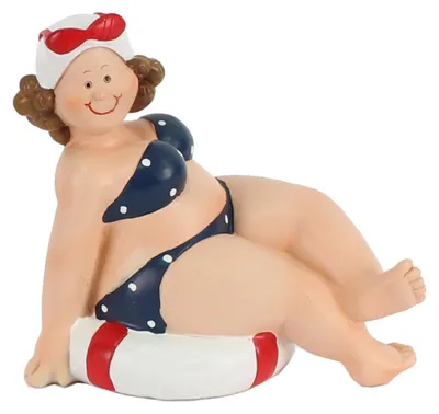 Produktbild von Home decoration figurine dicke dame sitzend - blau schwimmanzug - 12 cm