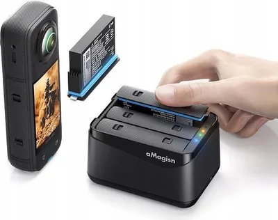 Zdjęcie produktu dla ŁADOWARKA USB na 3x Akumulator BATERIA do Insta360 X5 / Insta 360 X 5 / AMagisn / TBD06060566 / PF12