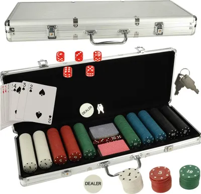 Immagine prodotto di Set da poker in valigetta 500 fiches 2 mazzi di carte