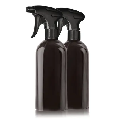 Produktbild von Oputec 2 x 500ml Sprühflaschen aus Kunststoff Schwarz zum Befüllen - Leere Wassersprühflasche für Pflanzen, Blumen, Reinigungsmittel