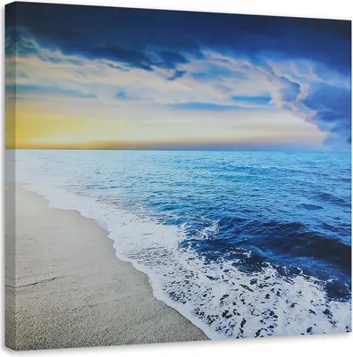 Produktbild von Leinwandbild sonnenaufgang über dem meer 50x50 cm Feeby blau wandbild bereit zum aufhängen
