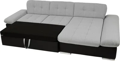 A sectional sofa with a pull-out bed feature is shown against a white background.