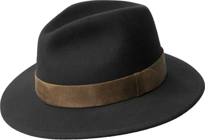 Bailey knautschbarer Outdoor Filzhut mit breitem Lederband in schwarz