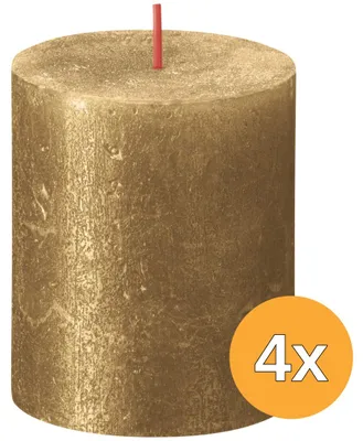 Productafbeelding van 4x Bolsius Metallic Rustiekkaars 80/68 Goud (1 stuk)