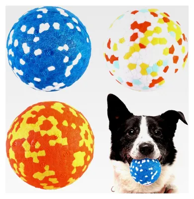 Produktbild von 3 Stück Hundebälle aus Gummi, unzerstörbar und dehnbar, interaktives Spielzeug für Hunde