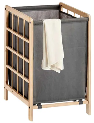 Produktbild von Wäschekorb, Holz und Textilstoff