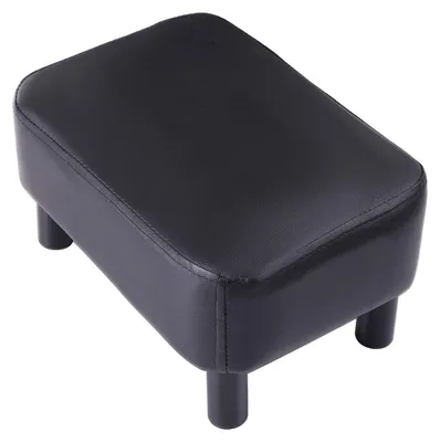Fußablage 42 cm, PU-Leder, Holzbeine, gepolstert, schwarz