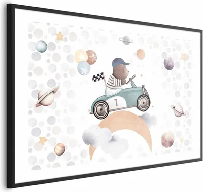 Produktbild von Posterpapier Poster - Bear in a Race Car 42x29.7 cm Für Kinder e-C-10064-ao-a