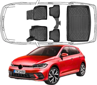 Produktbild von 3D Fußmatten & Obere Kofferraumwanne Auto Set Kompatibel mit VW Polo VI 2017 -2024
