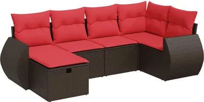Zdjęcie produktu dla vidaXL 6-częściowa sofa ogrodowa z poduszkami z brązowego polirattanu