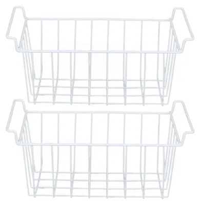 Obrázek produktu pro 2 ks košíků do ledničky a mrazničky, velký drátěný košík na ukládání, organizér s úchyty do spíže, 48,5 x 24,5 x 20 cm